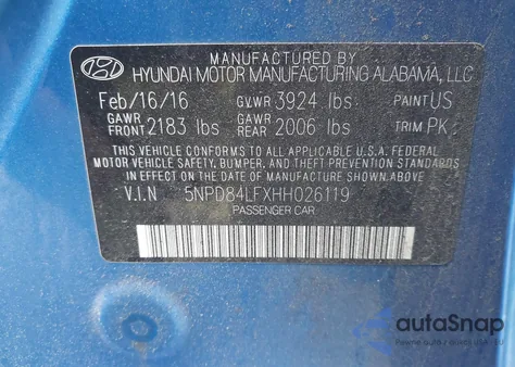 2017 Hyundai Elantra Se z USA, uszkodzony, nr VIN 5NPD84LFXHH026119